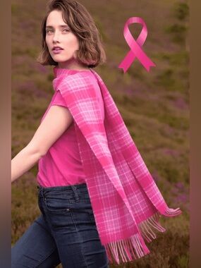 NWT NEW Great Scot Curaidh Pink Tartan Lambswool Scarf Limited Edition Scotland